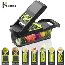 Load image into Gallery viewer, Konco multi-funcional ferramenta de frutas vegetais triturador de batata ricer vegetal mandoline slicer descascador cortador de cenoura triturador ralador