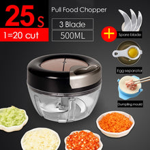 Load image into Gallery viewer, Manual Food Chopper for Vegetable Fruits Nuts Onions Quick Pulling Chopper Pull Mincer Blender Mixer Food Processor Kitchen Tool