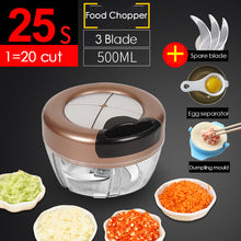 Load image into Gallery viewer, Manual Food Chopper for Vegetable Fruits Nuts Onions Quick Pulling Chopper Pull Mincer Blender Mixer Food Processor Kitchen Tool